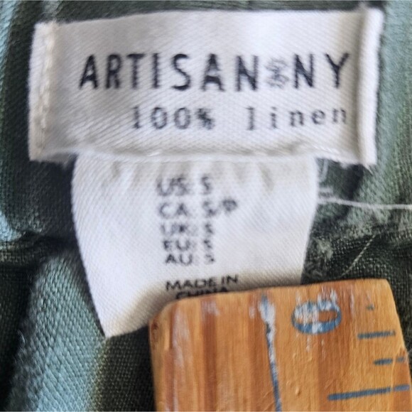 Artisan NY 100% Linen Cargo Jogger Pants Sz S Olive Green Minimalist Lightweight - Picture 9 of 15